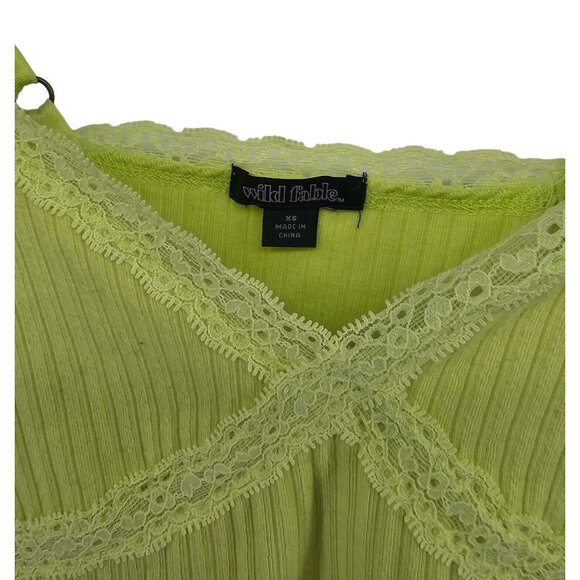 Wild Fable Womens Ribbed Lace Trim Camisole Top Size XS Yellow - Picture 3 of 6